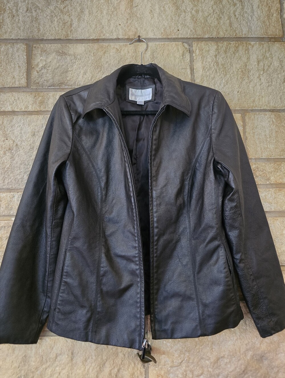 Y2K Women's Black Leather Jacket - Classic Zip Front